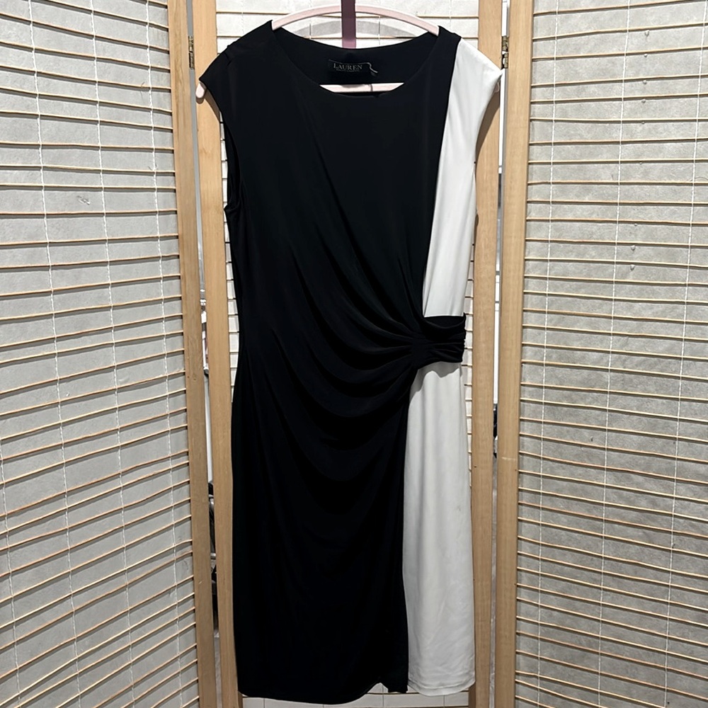 Ralph Lauren Color-Blocked Lined Cocktail Dress